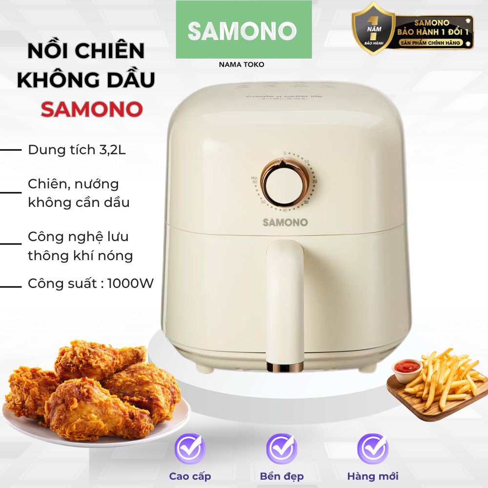 Nồi chiên không dầu 3.2L SAMONO SW-AFW32 Vàng