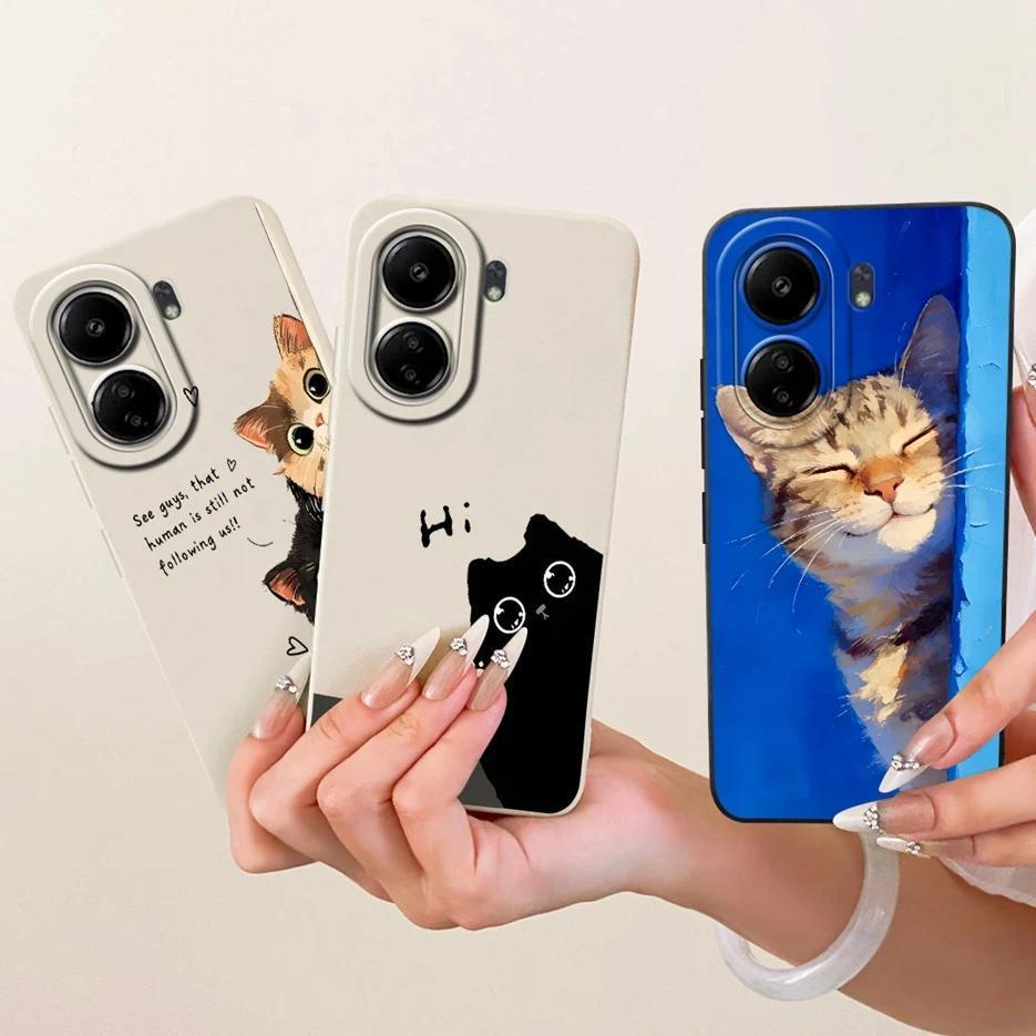 Dành Cho Xiaomi Redmi 13C 4G Ốp Lưng Poco C65 Mèo Dễ Thương Sơn Kẹo Vỏ Điện Thoại TPU Mềm Cho Xiaomi