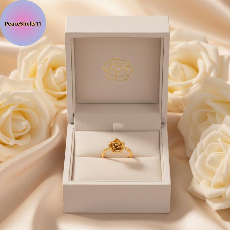 NFPH Gold Rose Chain Nelace Set 1 Chiếc Nhẫn Bao Gồm Lý Tưởng Cho Nữ Thời Trang PH
