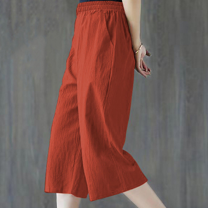 Women'S Straight-Leg Pants Plus SizeHigh-Waisted Harem-Style Cropped Wide-Leg Pants