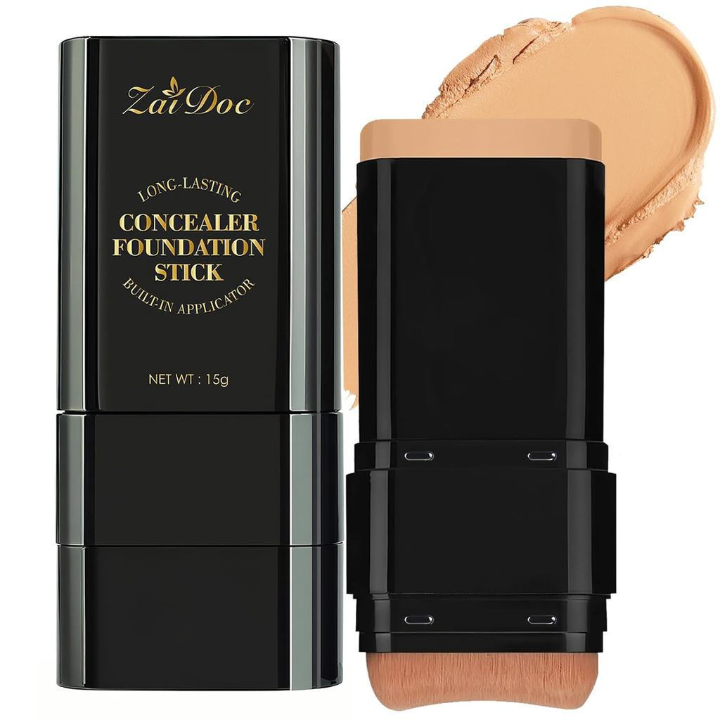 ConcealerFoundationStick, 2 trong 1Long-LastingFoundationandConcealerwithBrush, yFullCoverageforDark