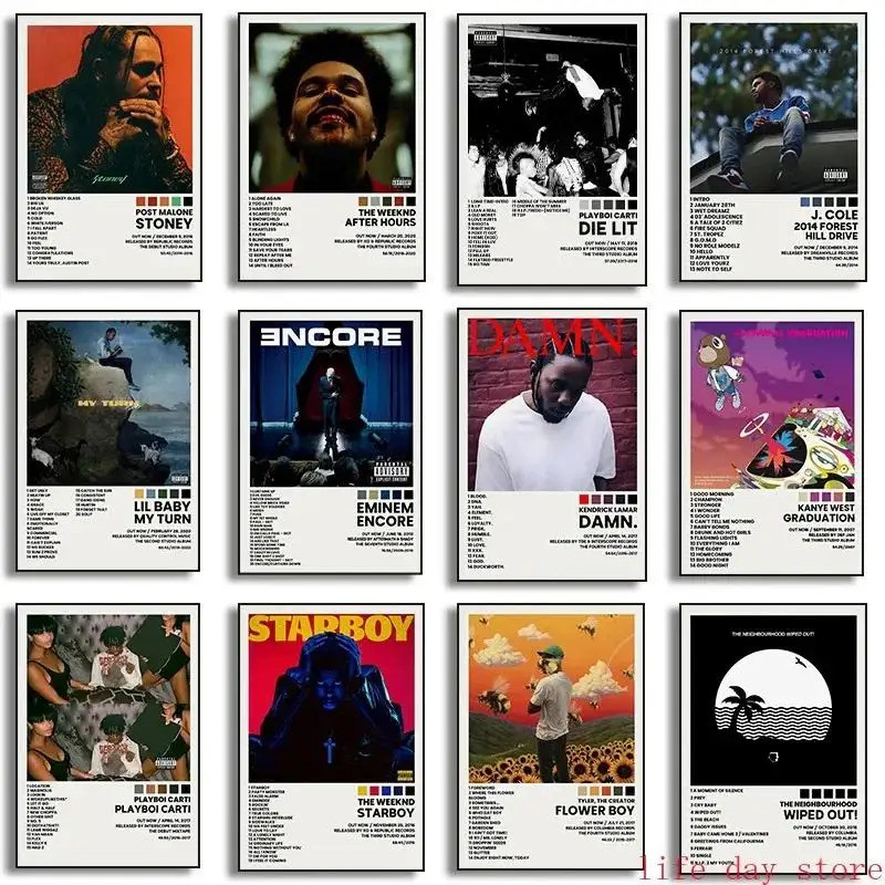 Hip Hop Rap Star Drake Eminem Album Nhạc Có Poster In Canvas Tranh Treo Tường Nghệ Thuật Hình