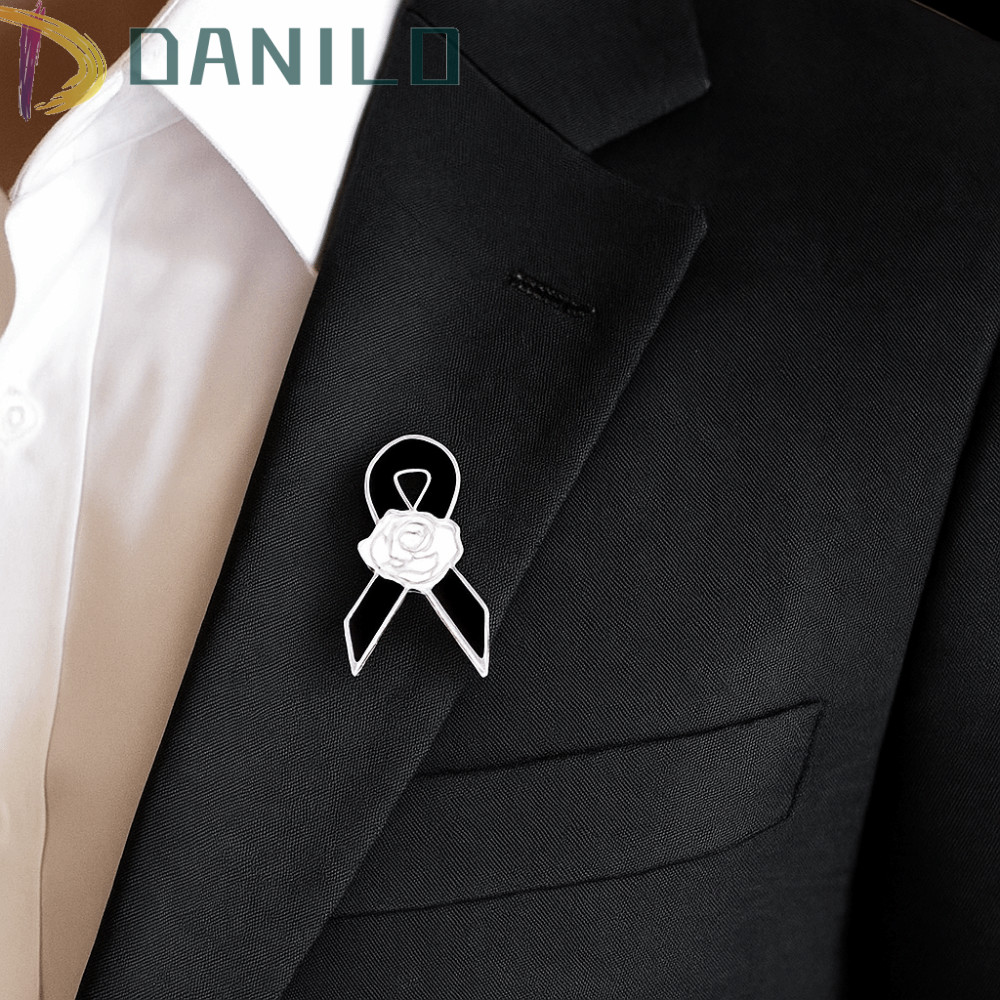 DANILO Huy hiệu ruy băng tang lễ Trâm cài, Nhận thức cổ điển Pin ruy băng đen, Pin ve áo đơn giản Me