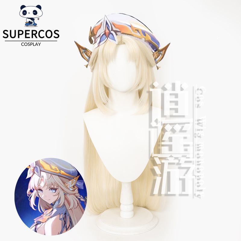 Genshin Impact Nicole Reeyn Cosplay Tóc Giả Dài Vàng Nhạt Tóc Tổng Hợp