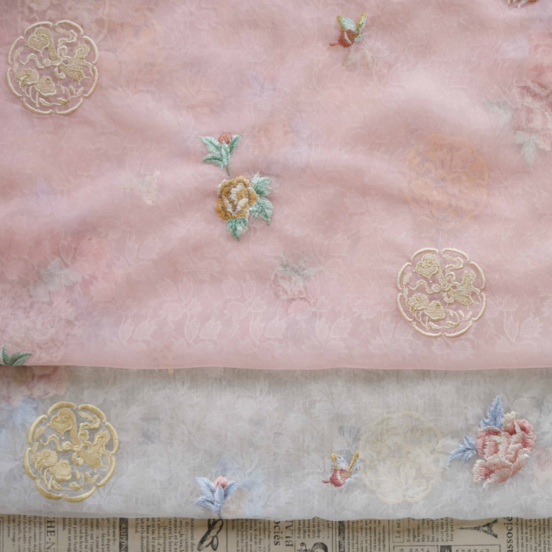 Organza Thêu 3Yards Đầm Áo Sơ Mi Hơi Trong Suốt Handmade DIY
