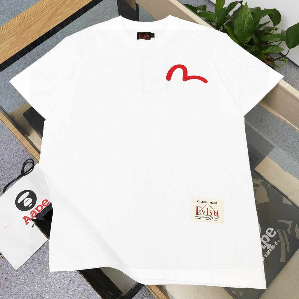EVISU Áo Thun Nam Nữ Tay Ngắn Cổ Tròn 100% Cotton Thoáng Khí Phong Cách Cặp Đôi 2026