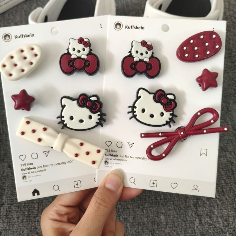 洞洞配饰可爱卡通鞋花kitty猫鞋扣可拆卸配件diy鞋面装饰Cute Cartoon Shoe Charms, Kitty Cat Shoe Buckles, Detachable Accessori