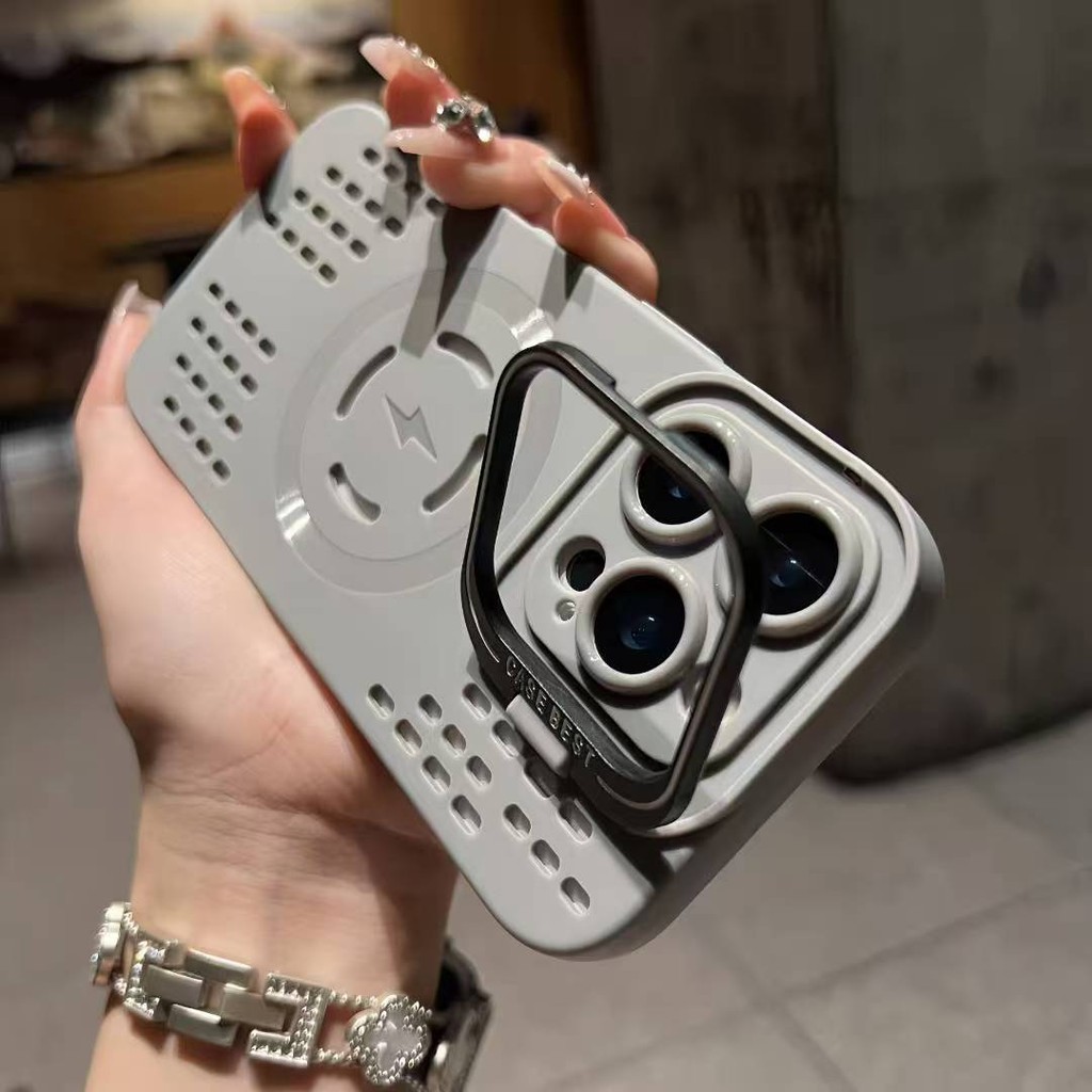 Ốp Điện Thoại Từ Tính Thích Hợp Cho iPhone 11 12 13 14 Khuyến Mãi Ốp Điện Thoại Cá Tính Lightning Logo Lỗ Làm Mát Vỏ Điện Thoại Thích Hợp Cho iPhone 15 16 Khuyến Mãi