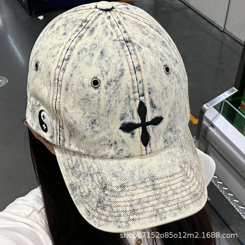 DVS5 SMFK Cross flower baseball cap with embroidered letters, casual sports adjustable sun-shading c