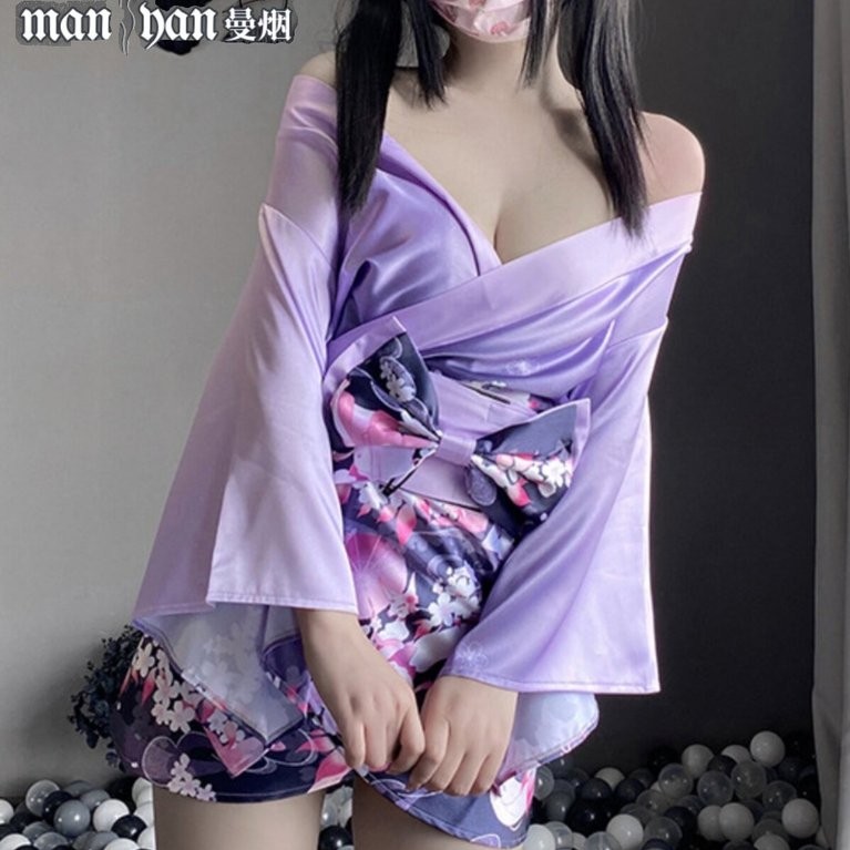 Phong Cách Nhật Bản Gợi Cảm Kim Sa Gợi Cảm Geisha Oiran Bộ Đồ Ngủ kimono Váy Ngủ Ninja Nhật Bản Sườn