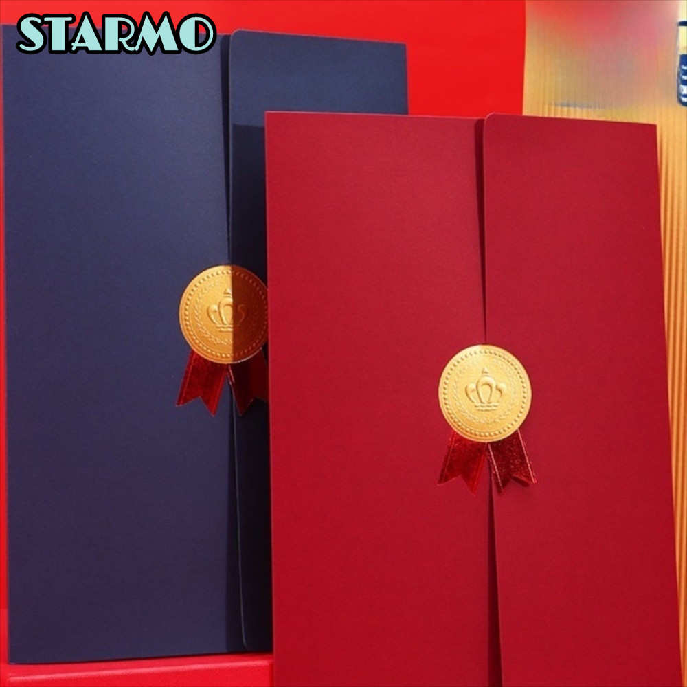 STARMO Diploma Cover, Gilding Process Paper Envelope Award Giá đỡ chứng chỉ, A4 Ba lần Trang Vỏ Hono