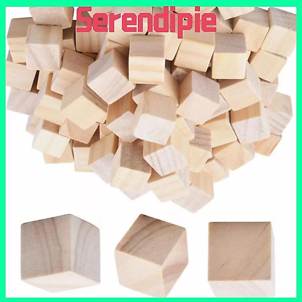 SEENDIPIE 100 Khối Gỗ, Khối Gỗ Chưa Hoàn Thành 2cm, Gỗ Chưa Hoàn Thành Vuông Bề Mặt Mịn Màu Gỗ Thủ C