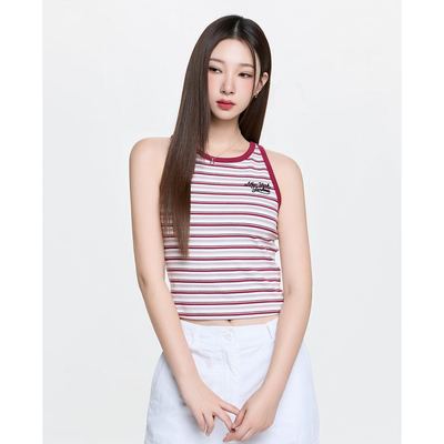 MLB - Áo ba lỗ nữ kẻ sọc phom croptop_3FTOV0463-50IVS