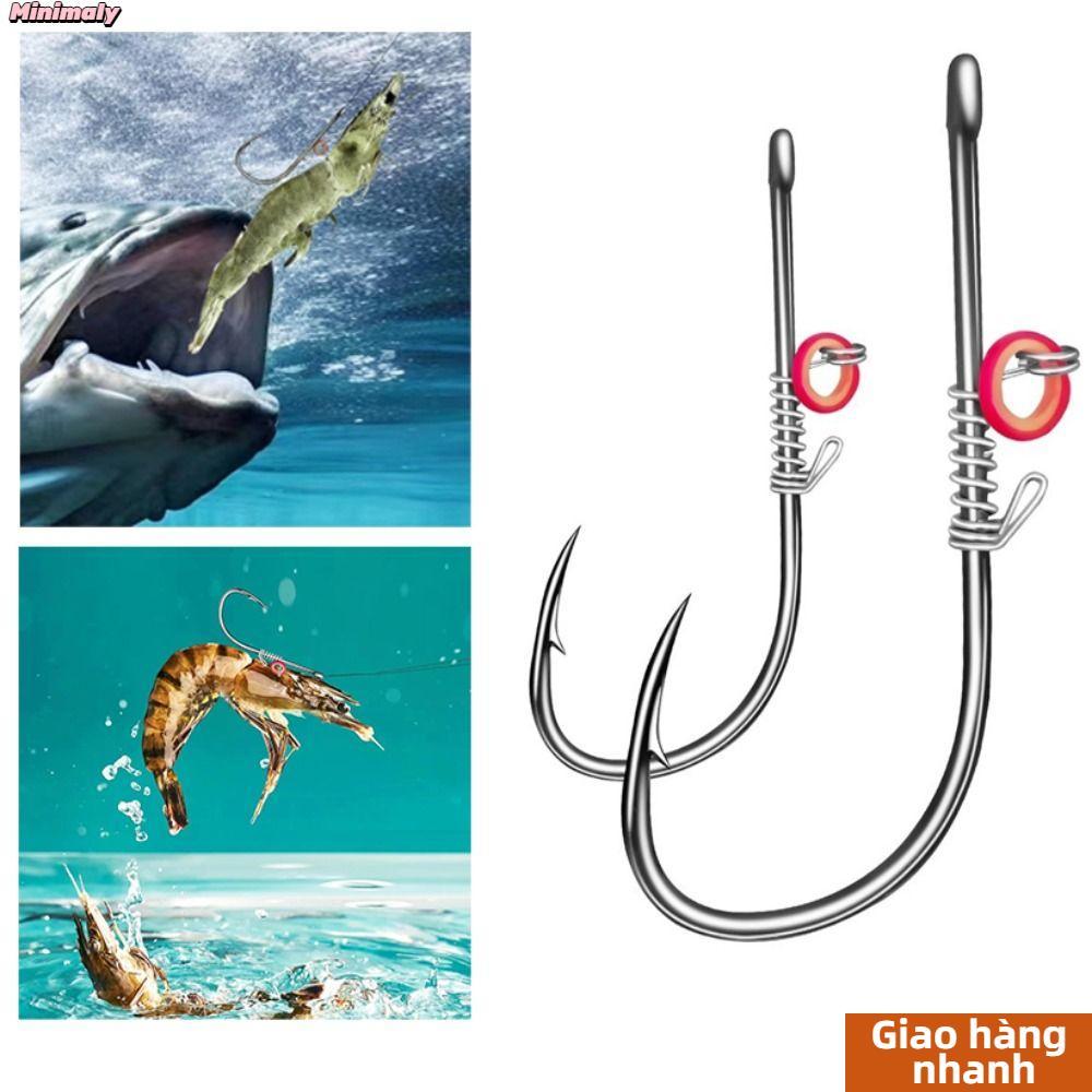 MINIMALY 10 Móc Mồi Tôm Sống, Móc Câu Cá Thép Carbon Cao Cấp Thép Carbon Cao, Giun Không Cỏ Mềm Giun