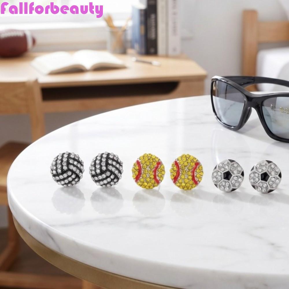 Bông tai hợp kim thể thao FALLFORBEAUTY, Bông tai bóng đá bóng chày bóng chày bóng chày Softball Bón