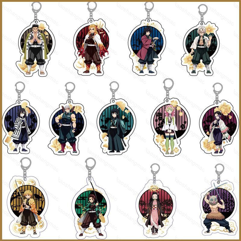 HK2 Demon Slayer Móc Khóa Acrylic Anime Móc Khóa Tanjiro Nezuko Giyuu Akaza Túi Pendent Thời Trang M