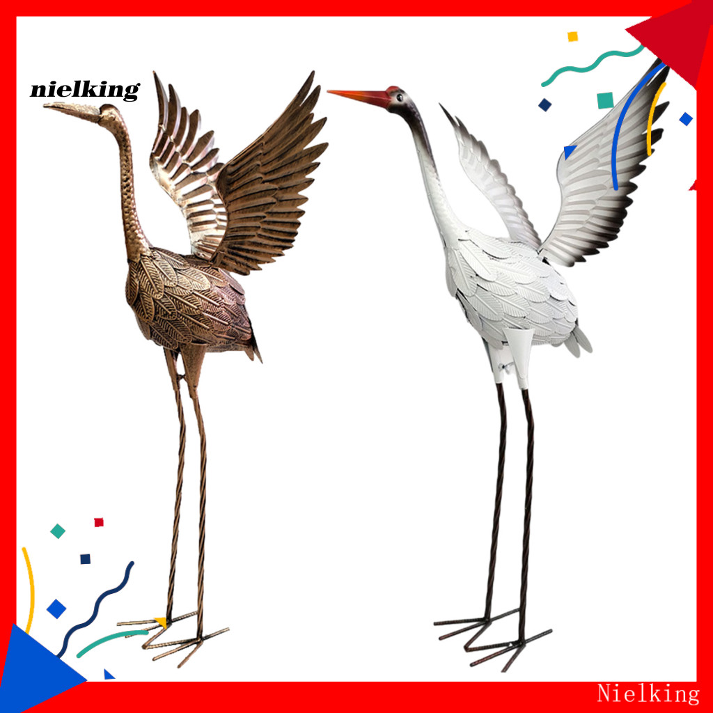 [NK] Egret Vườn Tượng Trang Trí Bằng Kim Loại, Tượng Egret Thủ Công, Chống Chịu Thời Tiết, Phù Hợp S