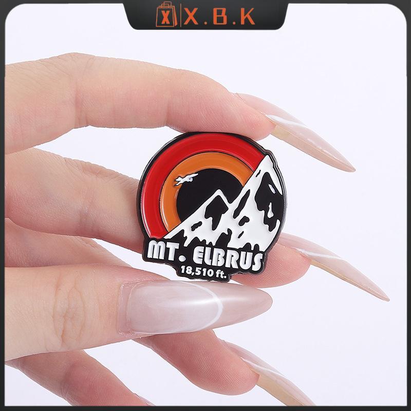 X.B.K Nga Elbrus Gắn Men Chân Phong Cảnh Tự Nhiên Bình Minh Núi Tuyết Trâm Cài Bapa Ve Áo Huy Hiệu T