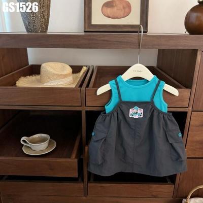 Set Váy Yếm Bé Gái Áo Ba Lỗ Thun Gân Phối Chân Váy Dù Túi Hộp Năng Động MINTSCLOSET GS1526