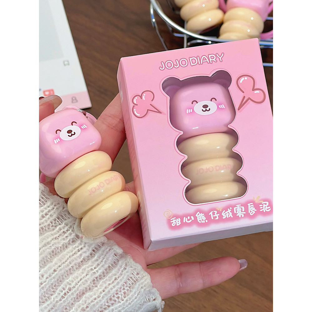 JOJO DIARY / Jiujiu DIARY Phong Cách Hàn Quốc Mặt Dây Chuyền Người Yêu Gấu Nhung Sương Môi Bùn Mờ Mặ