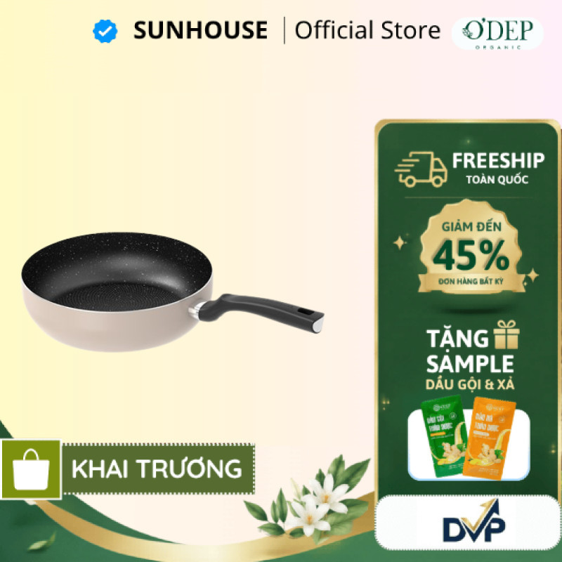 Chảo chống dính Sunhouse 24-26cm, công nghệ Oil Lock đáy từ SHS24MB, SHS26MB  - SHOP DVP