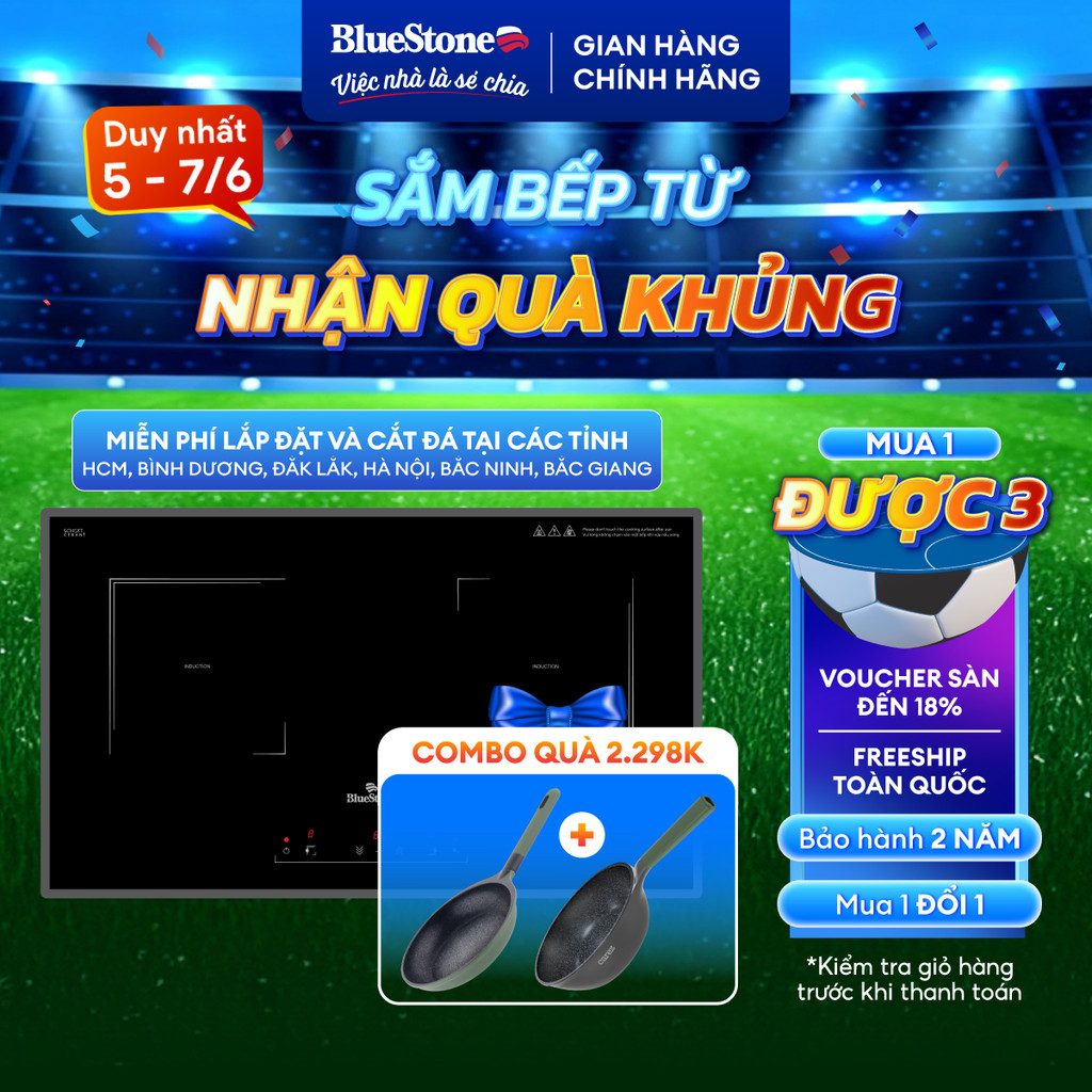 Bếp Điện Từ Đôi BlueStone ICB-6833 | 4000W Inverter | Mặt Kính SchottCeran