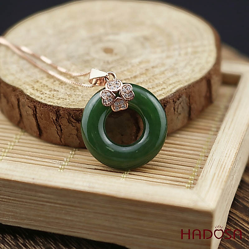 Mặt dây chuyền Ngọc Bích Canada 20mm Đá Tự Nhiên Đẹp Sang Bền Màu HADOSA
