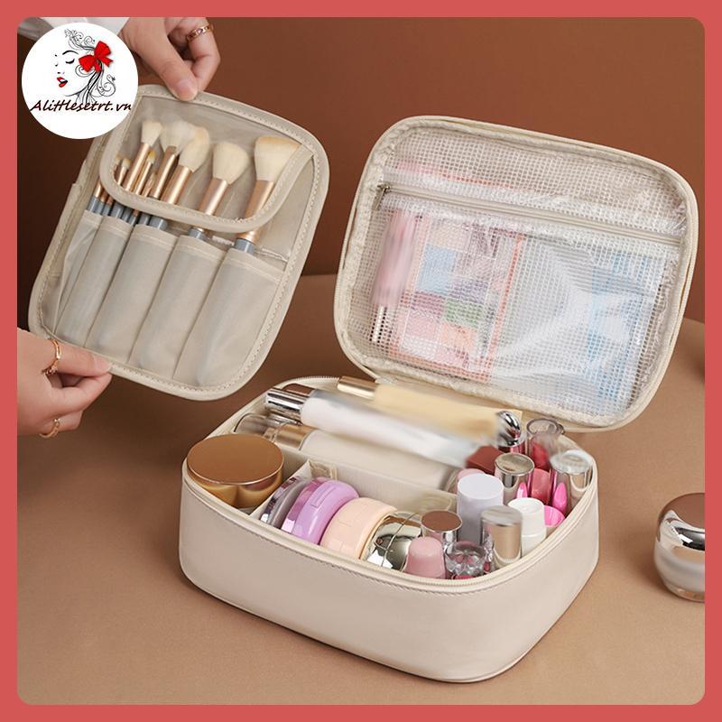 AA 3 Trong 1 Túi Đựng Trang Điểm PU Di Động Dung Tích Lớn Giặt Đa Năng Túi Đựng Mỹ Phẩm Tự Do Chia T
