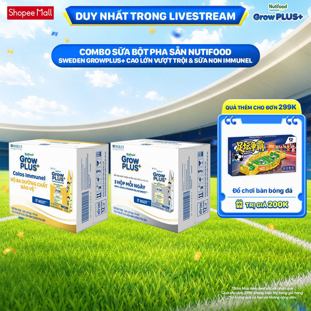 Combo Thùng 24 hộp SBPS GrowPLUS+ Cao lớn vượt trội hộp 110ml + Thùng 24 hộp SBPS GrowPLUS+ Sữa Non 