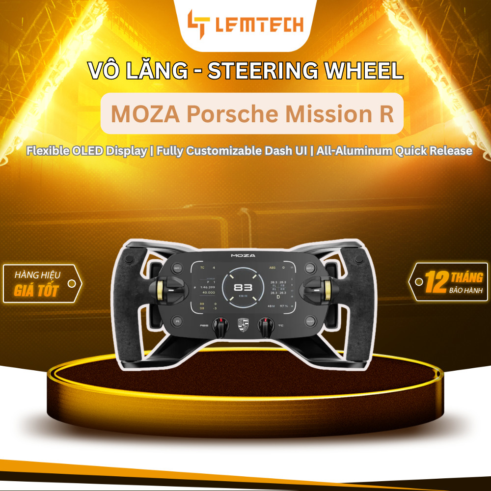 MOZA Porsche Mission R Steering Wheel - Vô lăng đua xe Moza Porsche, Chính hãng