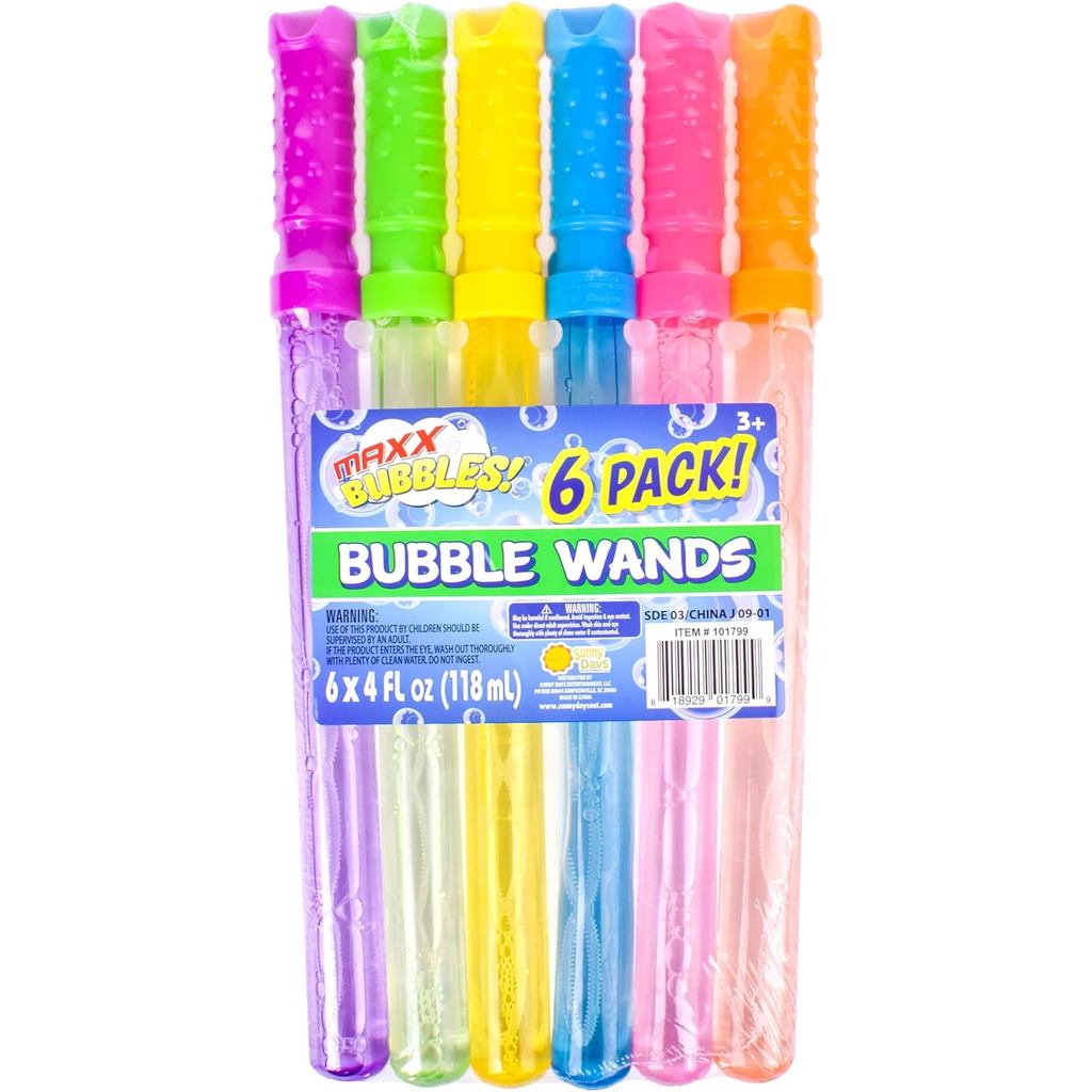 Sunny Days Entertainment Maxx Bubbles 4oz Bubbles – Đồ chơi cây đũa phép bong bóng 6 gói | Vui vẻ mù