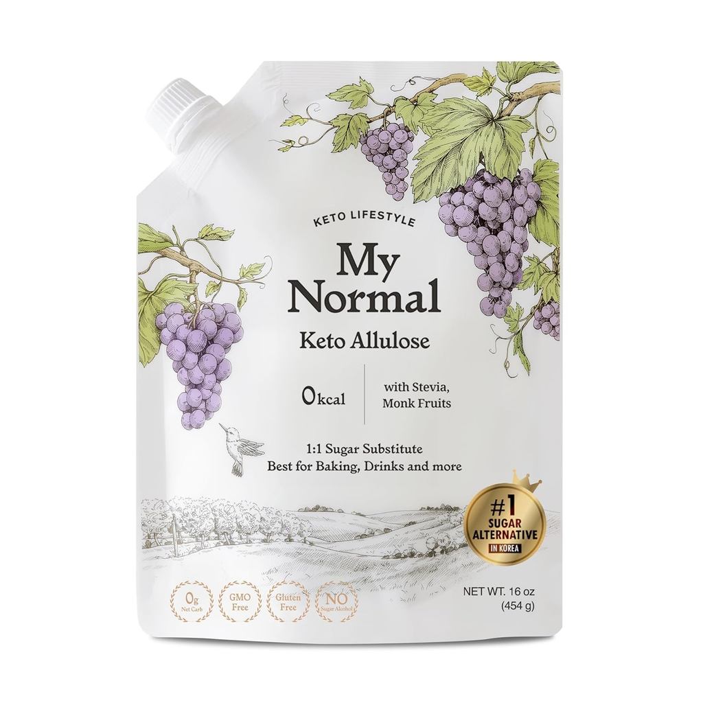 My Normal Keto Powdered Allulose 16oz - Allulose, Monk Fruit & Stevia Blend, 99,8% Allulose, 1: 1 Su