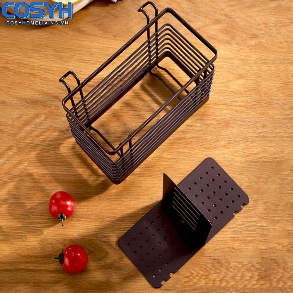 <cosyh>Organize Your Kitchen with Sturdy Carbon Steel Cutlery Drain Rack Removable Base