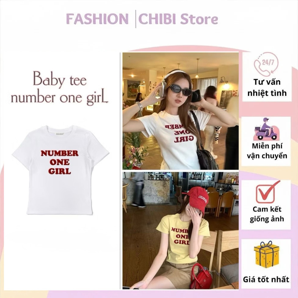 Áo Baby Tee NUMBER ONE GIRL Áo Thun Nữ Babytee Cotton Co Dãn Phong Cách Ulzzang