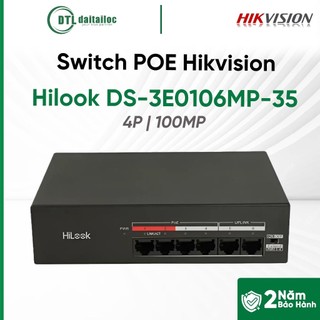 Switch Poe Hikvision DS-3E0106MP-35 (4P, 100MP) / Hilook | Chính hãng | Bảo hành 24 tháng