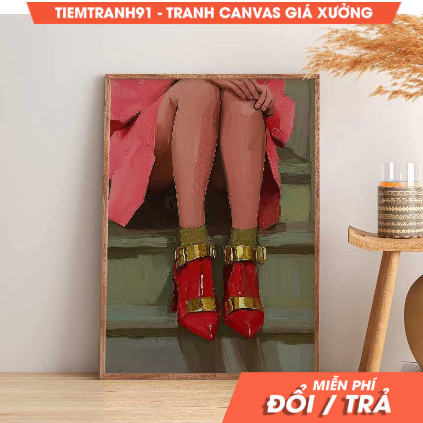 Tranh treo tường, Fashion Shoes Wall Dressing Room Decor Luxury Modern Art Print Contemporary Of Wom