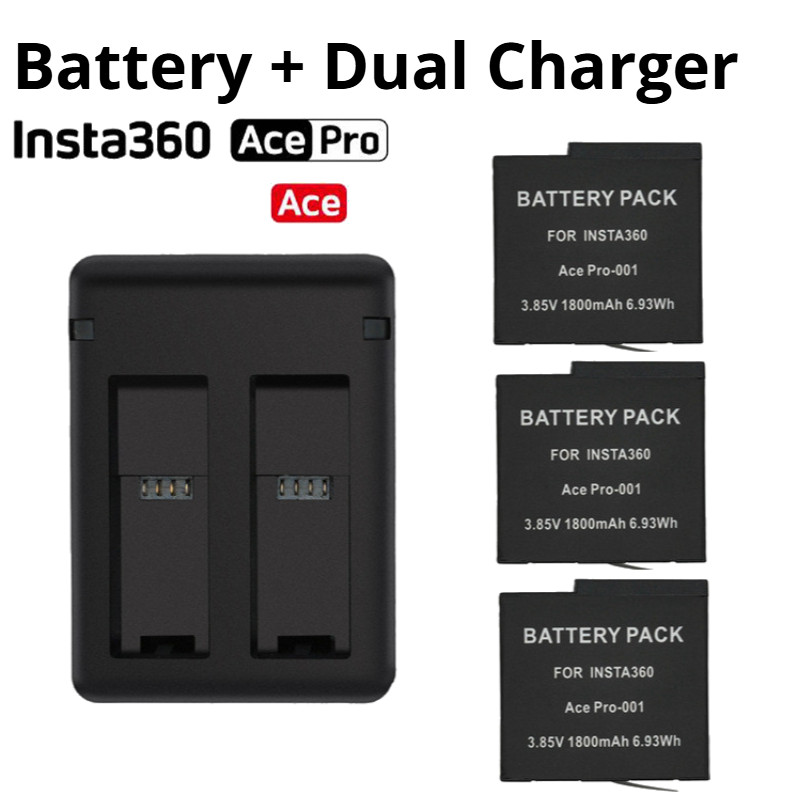 Pin Insta360 Ace Pro + Bộ sạc USB kép cho phụ kiện pin Insta360 Ace / Ace Pro