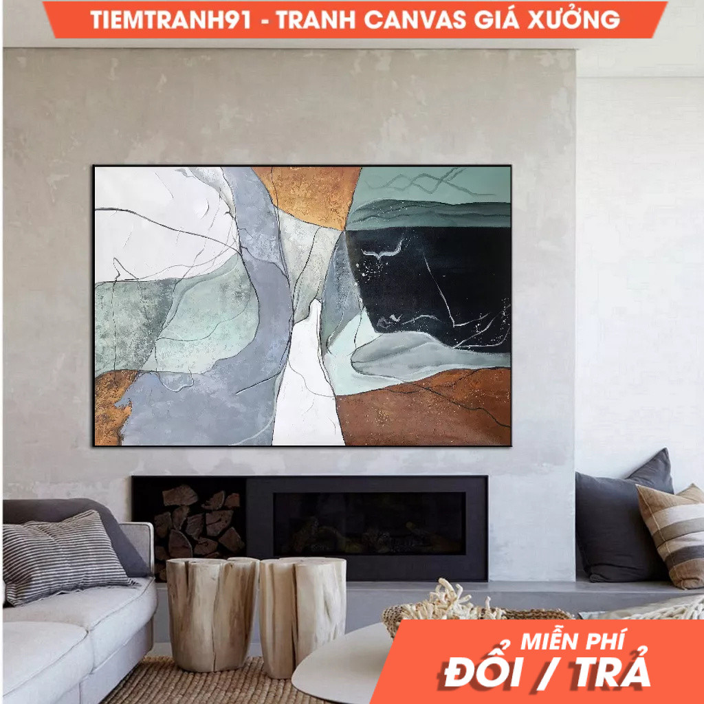 Tranh treo tường, Large Abstract Painting,Beige Painting Gray Painting, Original Minimalist Abstract