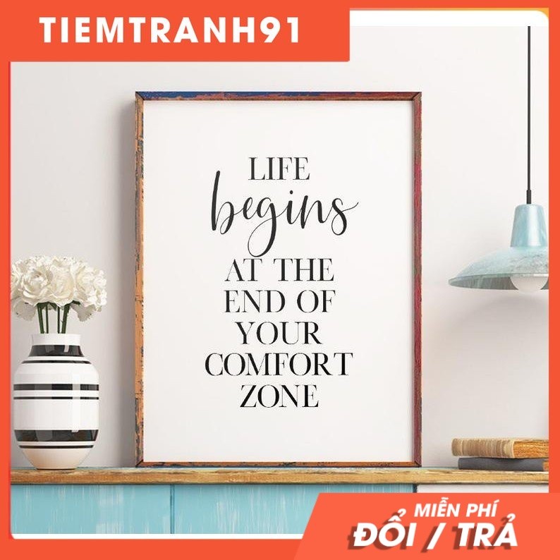 Tranh treo tường | - Typography-Life Begins At The End Of Your Comfort Zone 76 , tranh canvas giá rẻ