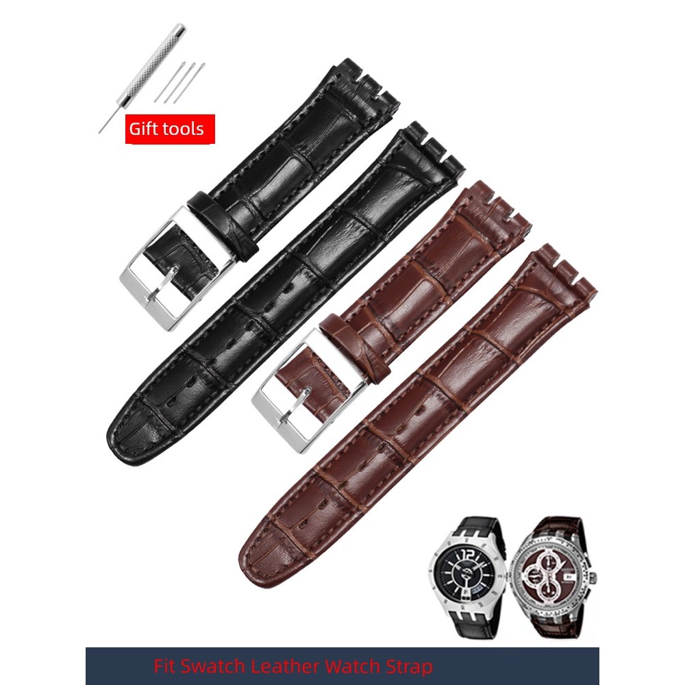 Mới Thay Thế Dây Đeo Thay Thế Thay Thế SWATCH Da Thật Dây Đeo Đồng Hồ Chống Thấm Nước SWATCH Nam Nữ 