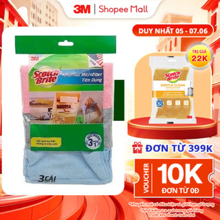 Combo 3 Khăn lau đa năng 3M™ Scotch-Brite®, không để lại bụi, 30x30cm, Giúp lau chùi nhanh và sạch trên nhiều bề mặt