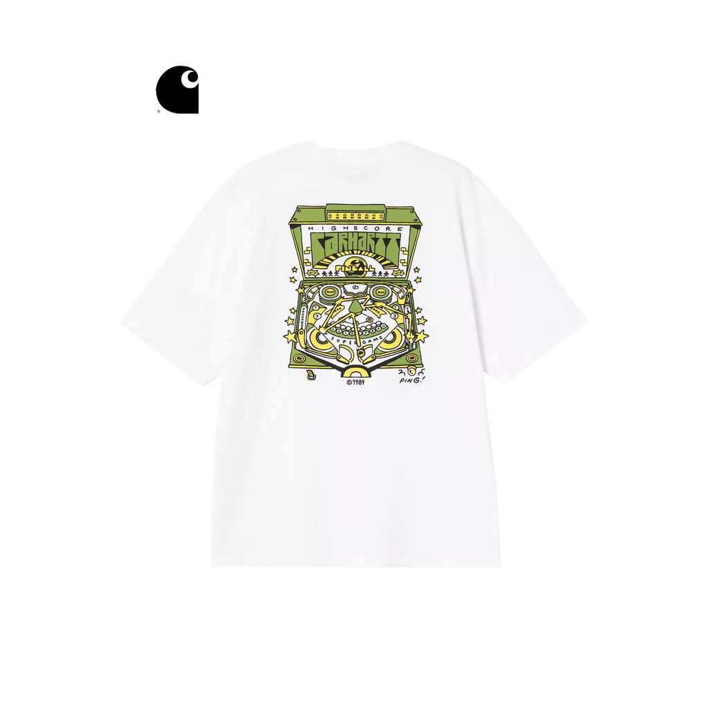 Carh WIP pachinko in máy thời trang nam mặc tay ngắn 100% cotton dáng rộng thoáng khí dạo phố áo thu