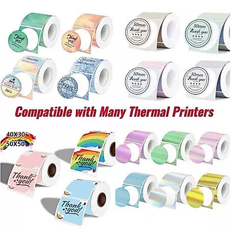 Cuộn nhãn dán nhiệt tròn 50 * 50 thích hợp cho máy in Marklife P50 Phomemo M110 / M220 / M200, QLabe