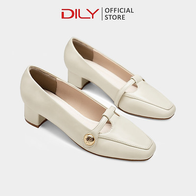 Giày Loafer DILY mũi vuông cách điệu thanh lịch, gót vuông cao 3.5cm DL0637