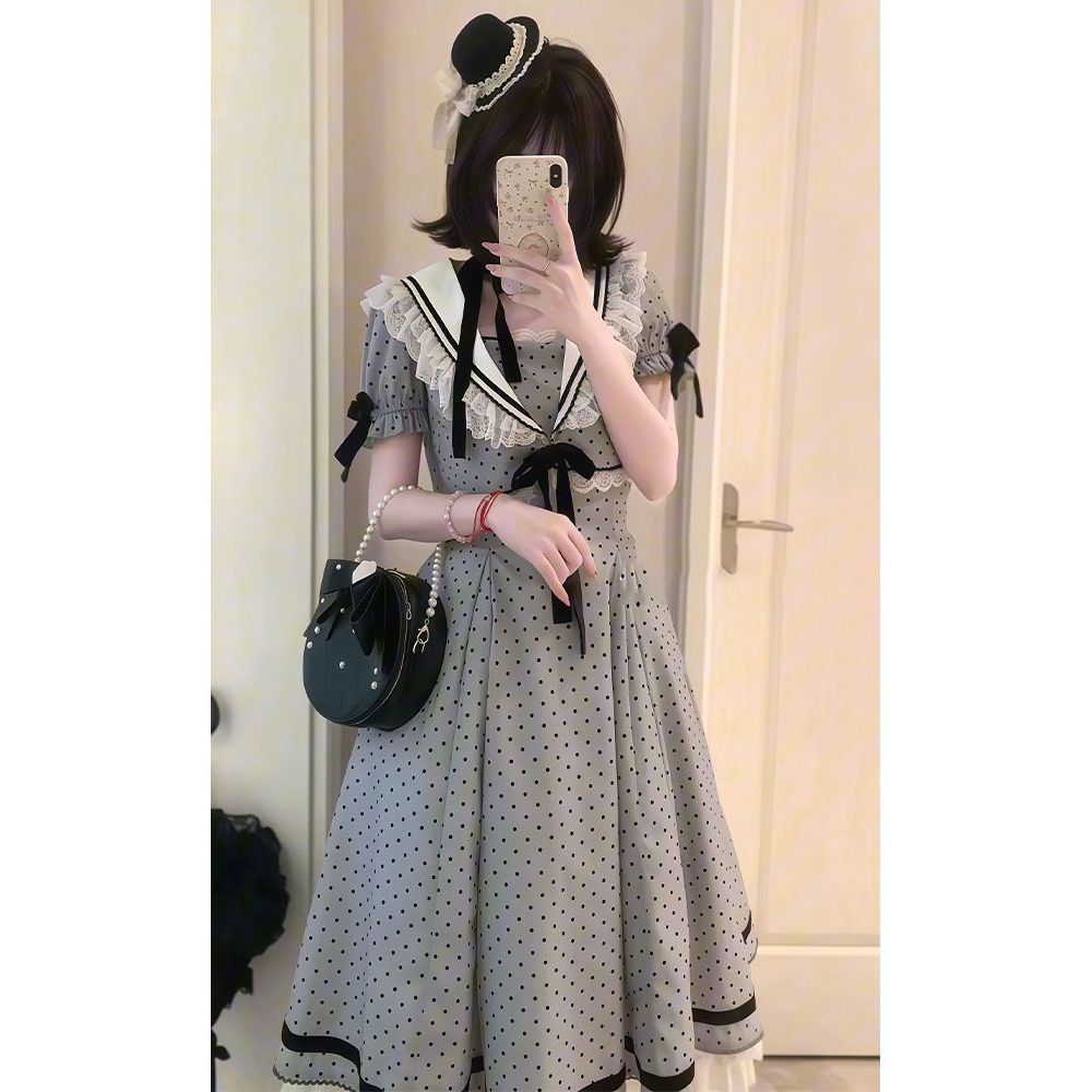 Đầm Ren Bé Gái Chấm Bi lolita Váy Nữ Eo Thanh Lịch lolita Nhỏ EJTL