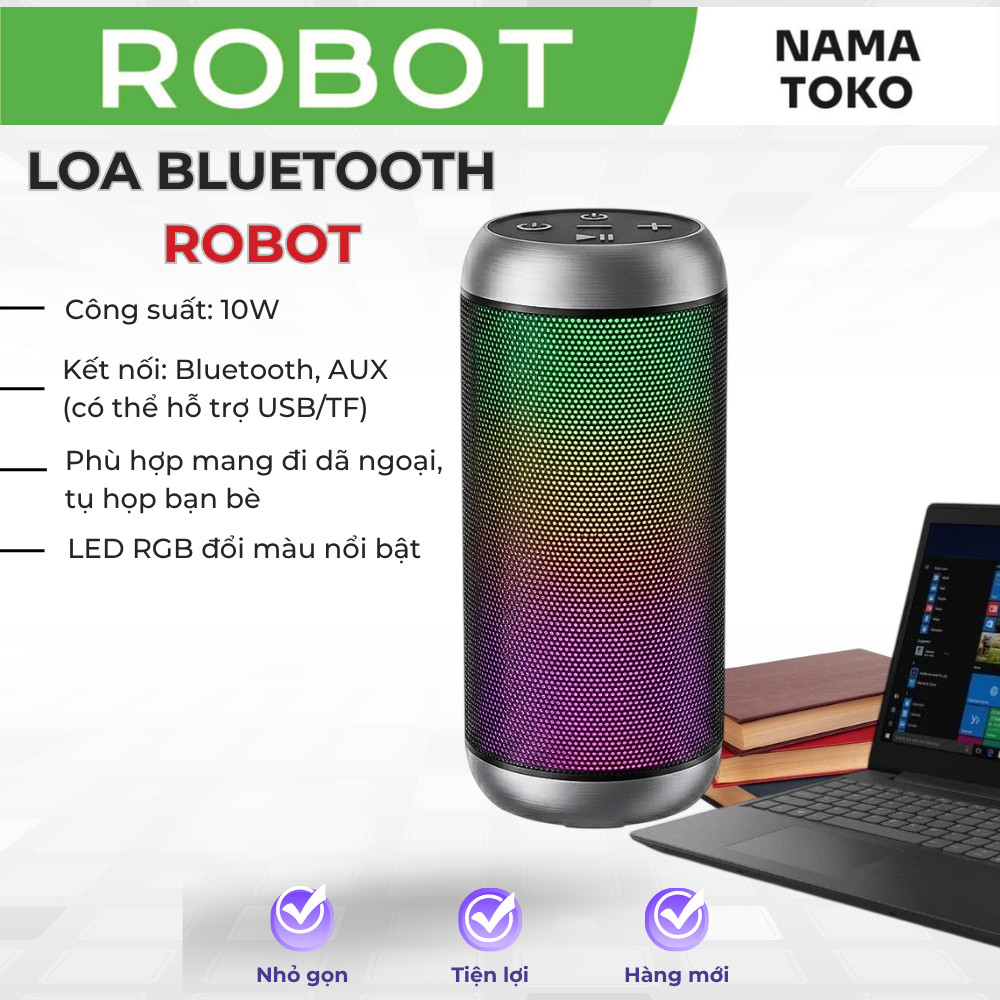 Loa Bluetooth RGB công suất 10W ROBOT RB510 Đen