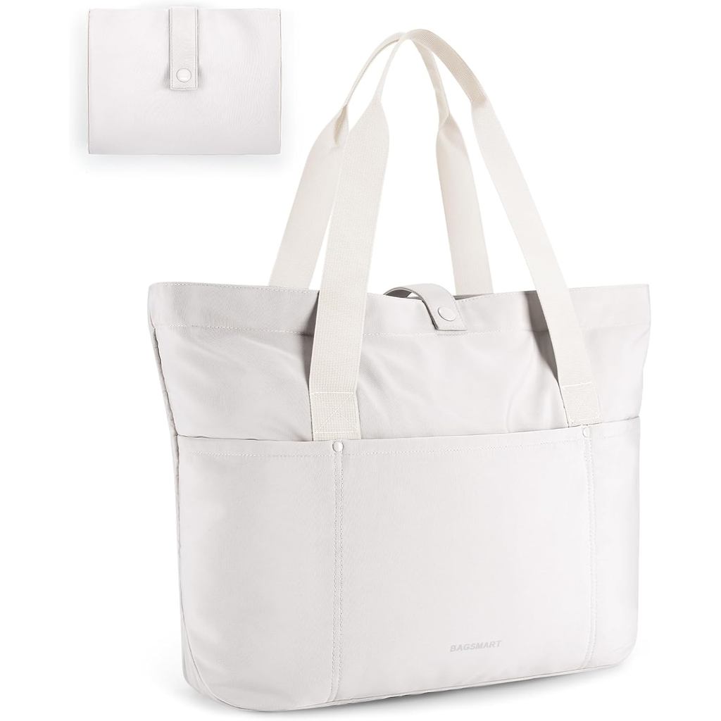 Túi tote BAGSMART dành cho nữ, Túi tote có thể gập lại có dây kéo Túi đeo vai du lịch Túi xách đi là