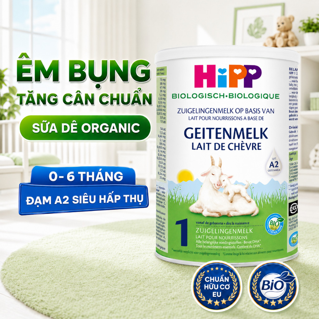 Sữa dê HiPP 1 Organic 400g - Giúp bé phát triển chiều cao, trí não, tăng cường hấp thu