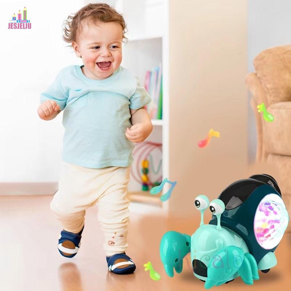 JESJELIU Đồ chơi cua ẩn sĩ nhảy múa, Đồ chơi thời gian đi bộ Giáo dục sớm Đèn LED Đồ chơi đi bộ cua,