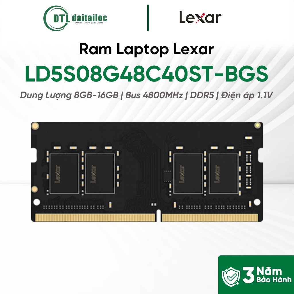 Ram Laptop Lexar 8GB 16GB BUS 4800 DDR5 DIMM | Chính Hãng | Bảo Hành 36 Tháng